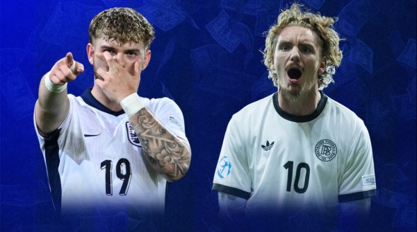 欧青赛总决赛  -英格兰U21vs德国U21杆位：麦卡蒂、埃利奥特出战