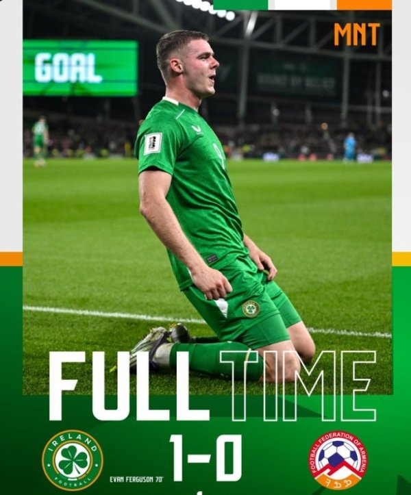 世预赛-爱尔兰1-0十人亚美尼亚 弗格森破门制胜