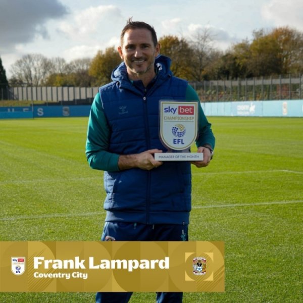 战绩5胜1负！兰帕德当选英冠10月最佳指导教练员